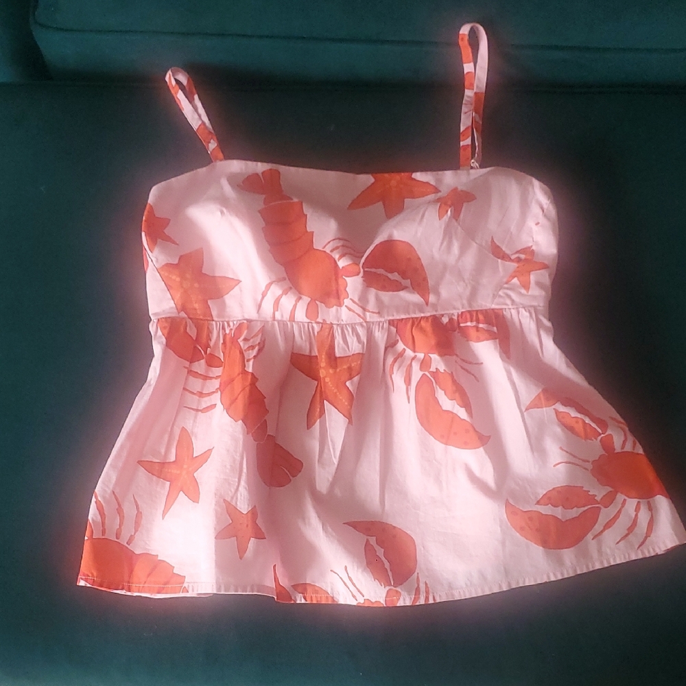 NWT J. Crew Pink and Orange Tie Back Tank